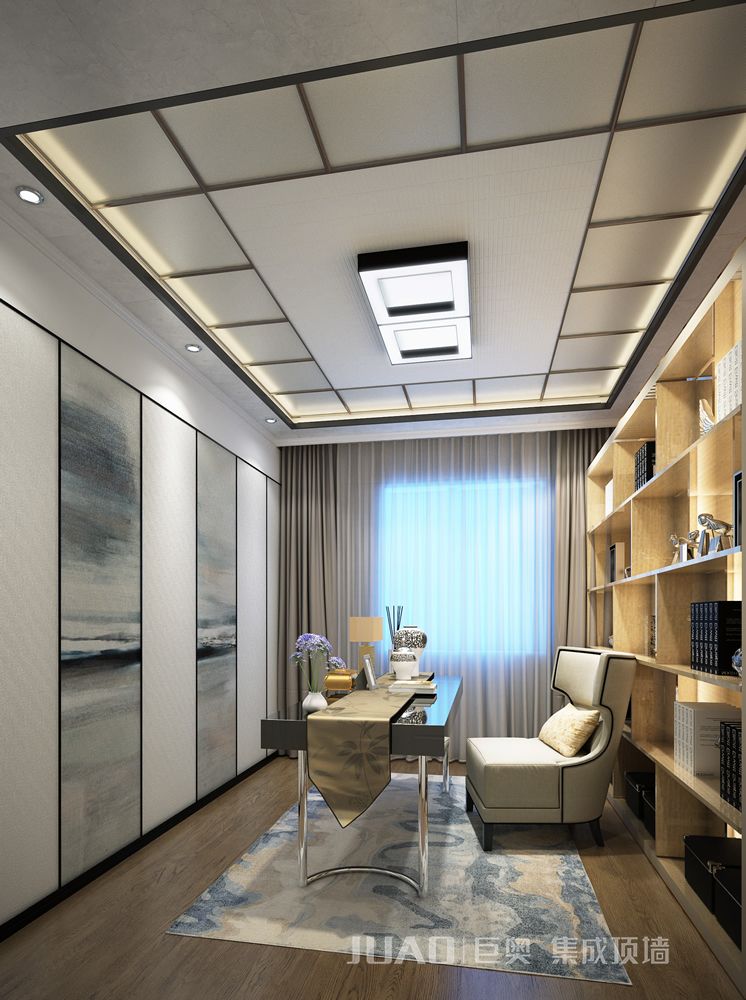 巨奧集成頂墻-高端定制整裝-禪意中式書(shū)房